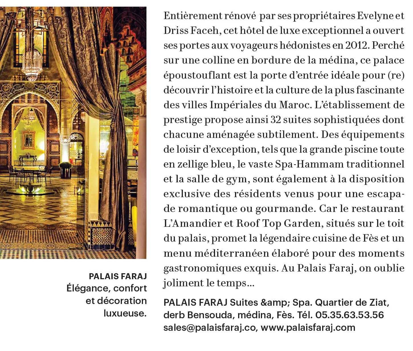 Femmes du Maroc - مراجعة صحفية لقصر فراج