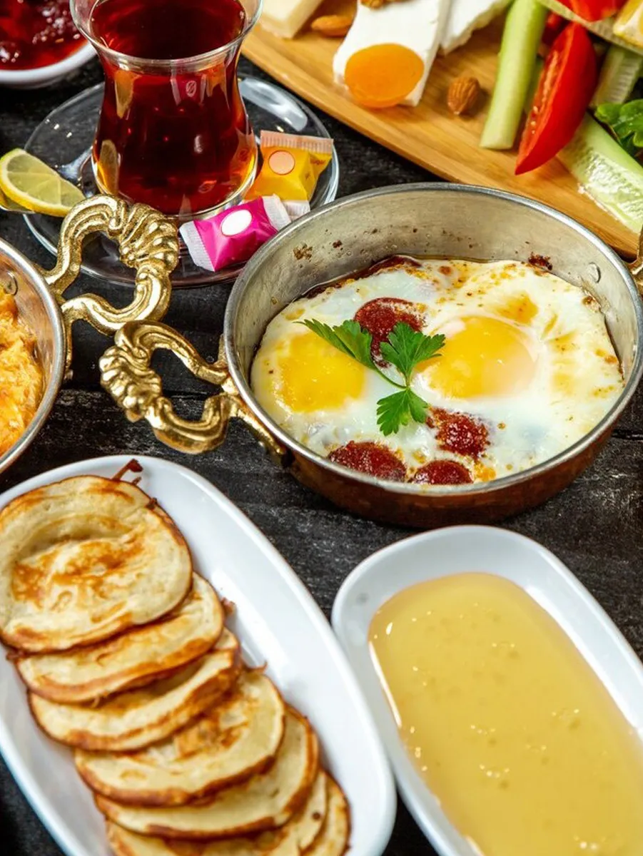 Moroccan breakfast spread at Palais Faraj