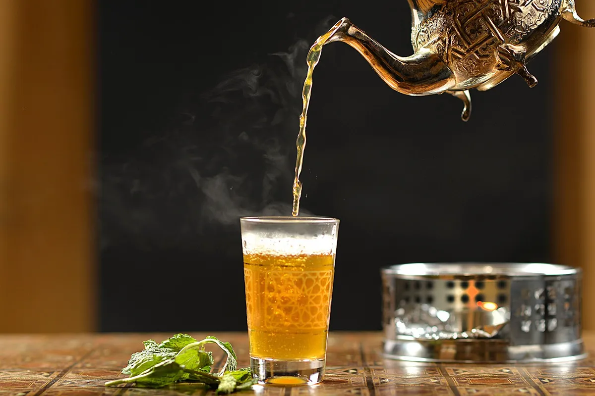 Moroccan mint tea service and hospitality